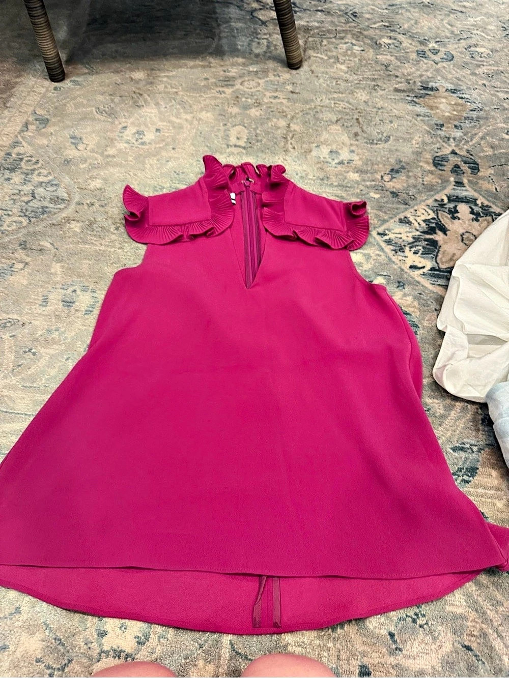 Co Top Ruffle Neck in Pink Size Small Like New